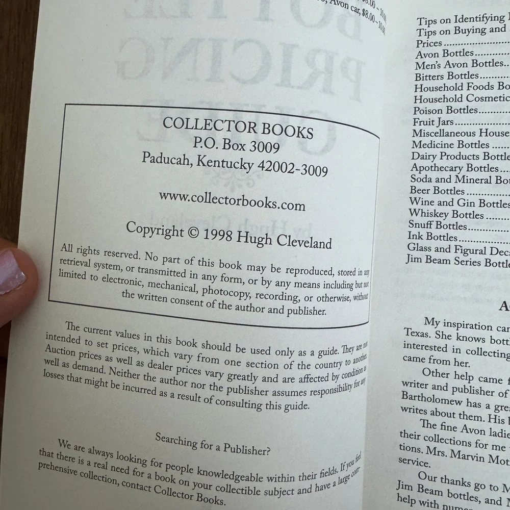 Bottle‎ Pricing Guide Hugh Cleveland 2000 Values Identification paperback book
